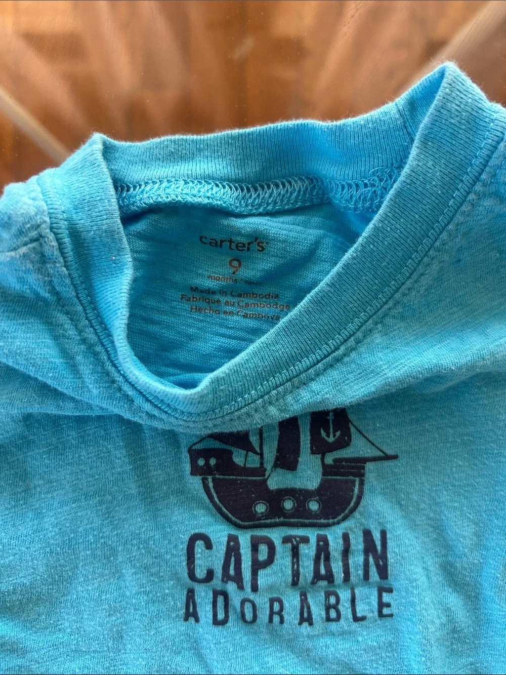 Carter's Turquoise Kids' T-Shirt with Ship Graphic- 9 months